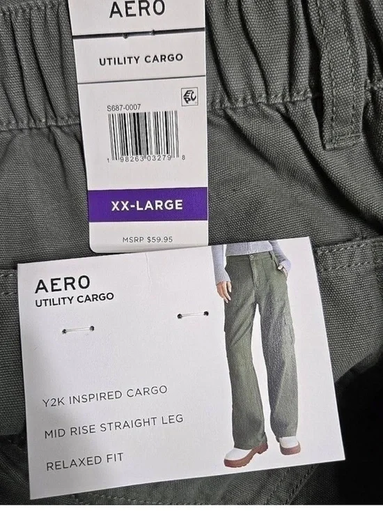 Aero Utility Cargo Pants Mid Rise Straight Leg Relaxed Fit XXL NWT - Picture 5 of 6